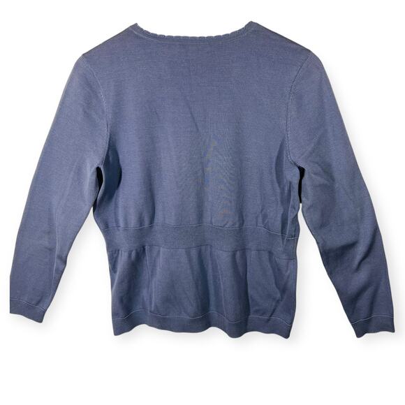Pendleton Silk Cotton Sweater Cardigan Purple Blue V Neck Fine Knit Petite M - Picture 4 of 11